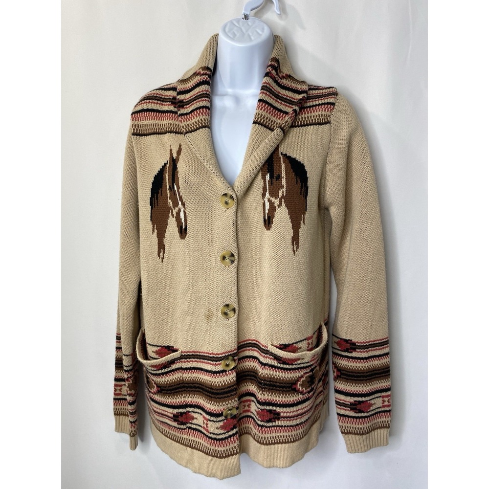 Cotton & Rye Womens Horse Sweater Size Small Western Wear Country Equestrian